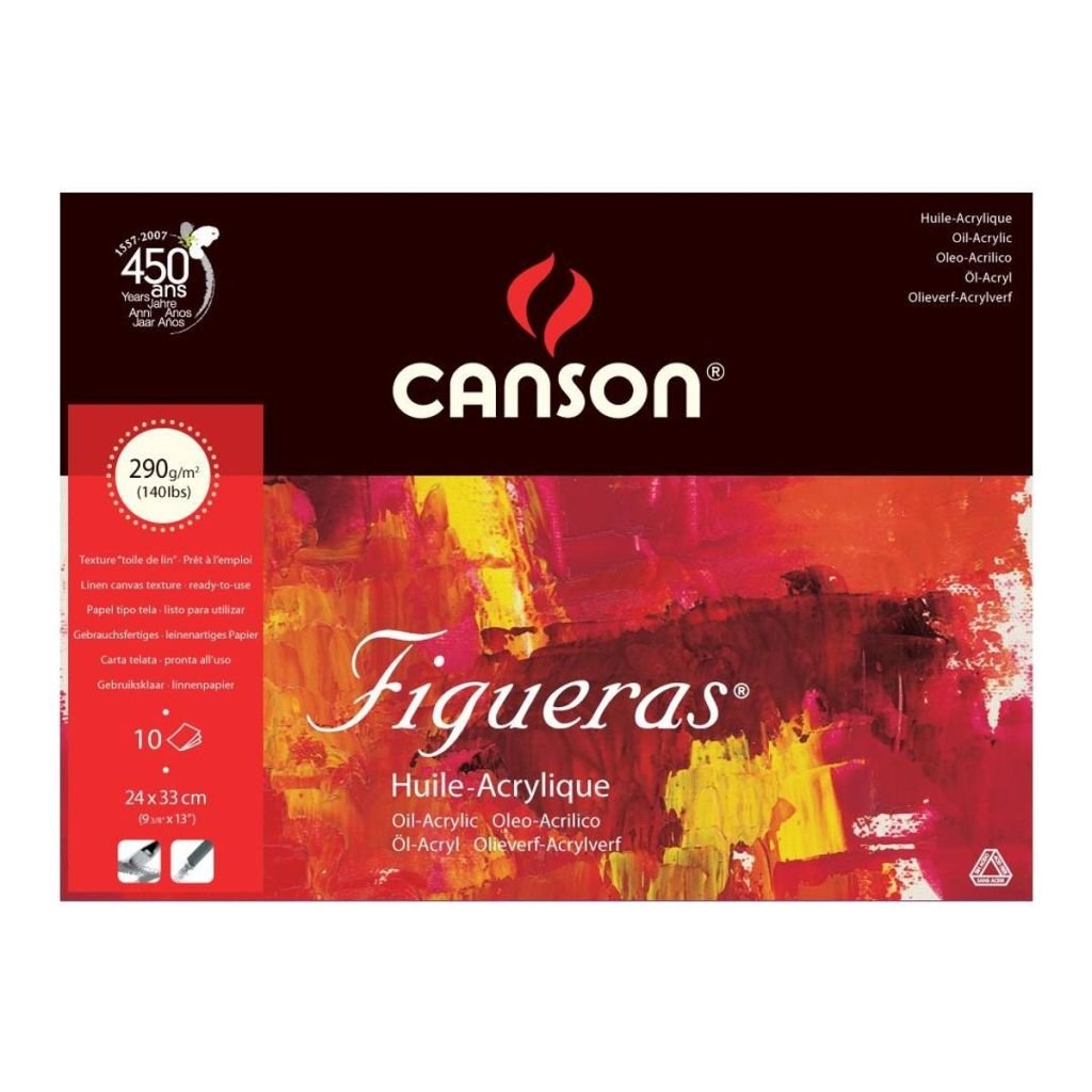Canson Figueras Oil Paper - Canvas Grain 290 GSM - 24 x 33 cm or 9.4 x 13'' - Pad of 10 Sheets