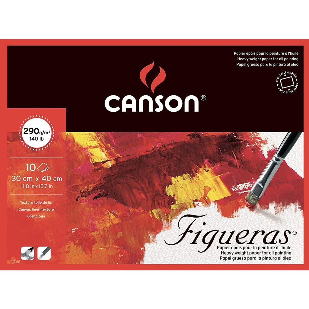 Canson Figueras Oil Paper - Canvas Grain 290 GSM - 30 x 40 cm or 11.8 x 15.7'' - Block of 10 Sheets