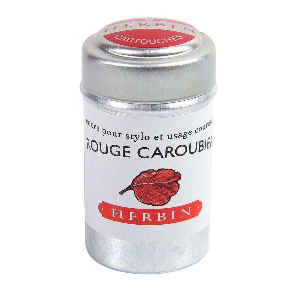 J. Herbin Fountain Pen Ink Cartridges - Rouge Caroubier (Carob Red) - Tin Box of 6