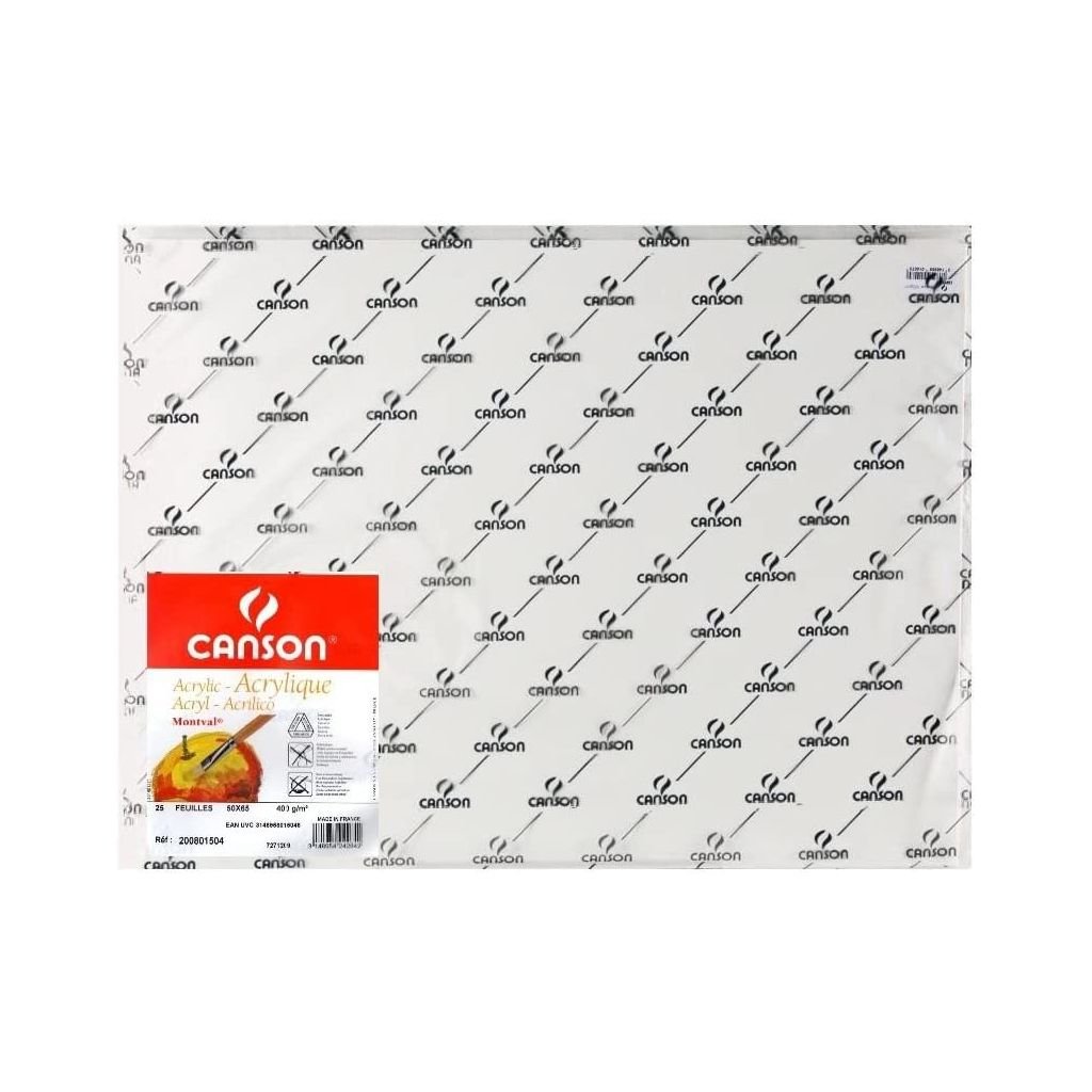 Canson Acrylic Paper - Cold Press 400 GSM - 50 x 65 cm or 19.68 x 25.59'' - Pack of 25 Sheets