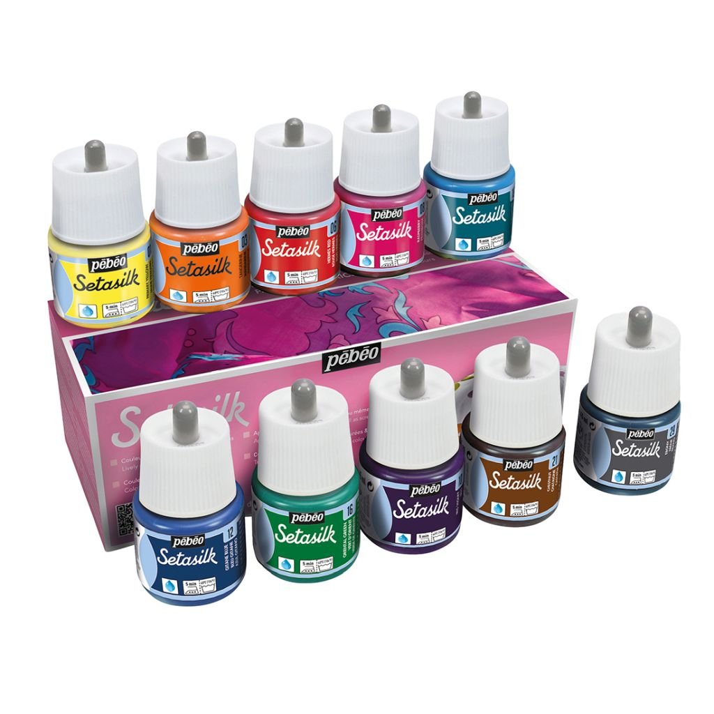 Pebo Setasilk Paint - 45 ml bottles - Assorted Set of 10 Colours
