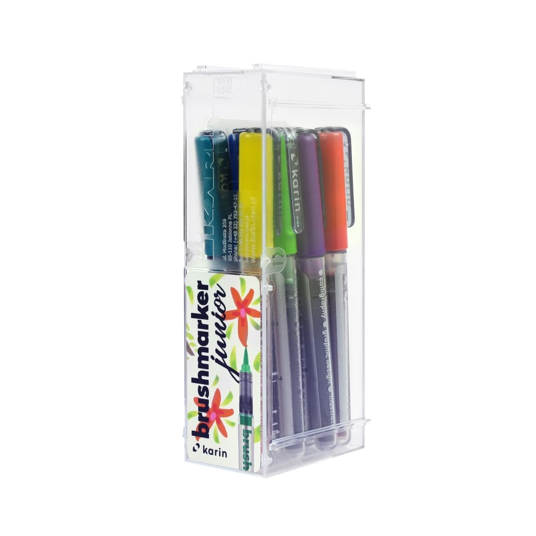 Karin Brushmarker PRO - Water-Based - Brush Tip - Junior Set - 11 Basic Colours + Blender