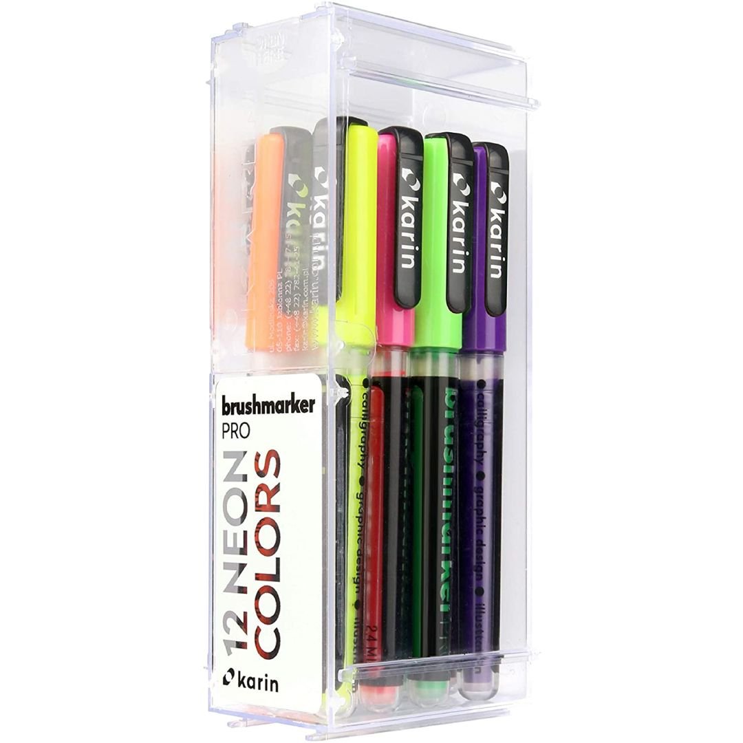 Karin Brushmarker PRO - Water-Based - Brush Tip - Neon Colours Set of 12