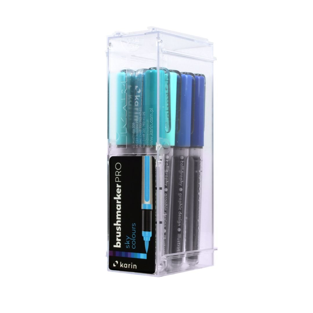 Karin Brushmarker PRO - Water-Based - Brush Tip - Sky Colours - 12 Colours