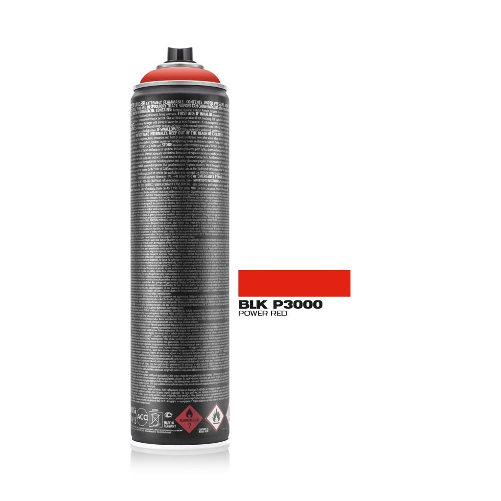 Montana Black Extended Spray Paint - 600 ML Can - Power Red (BLK P3000)