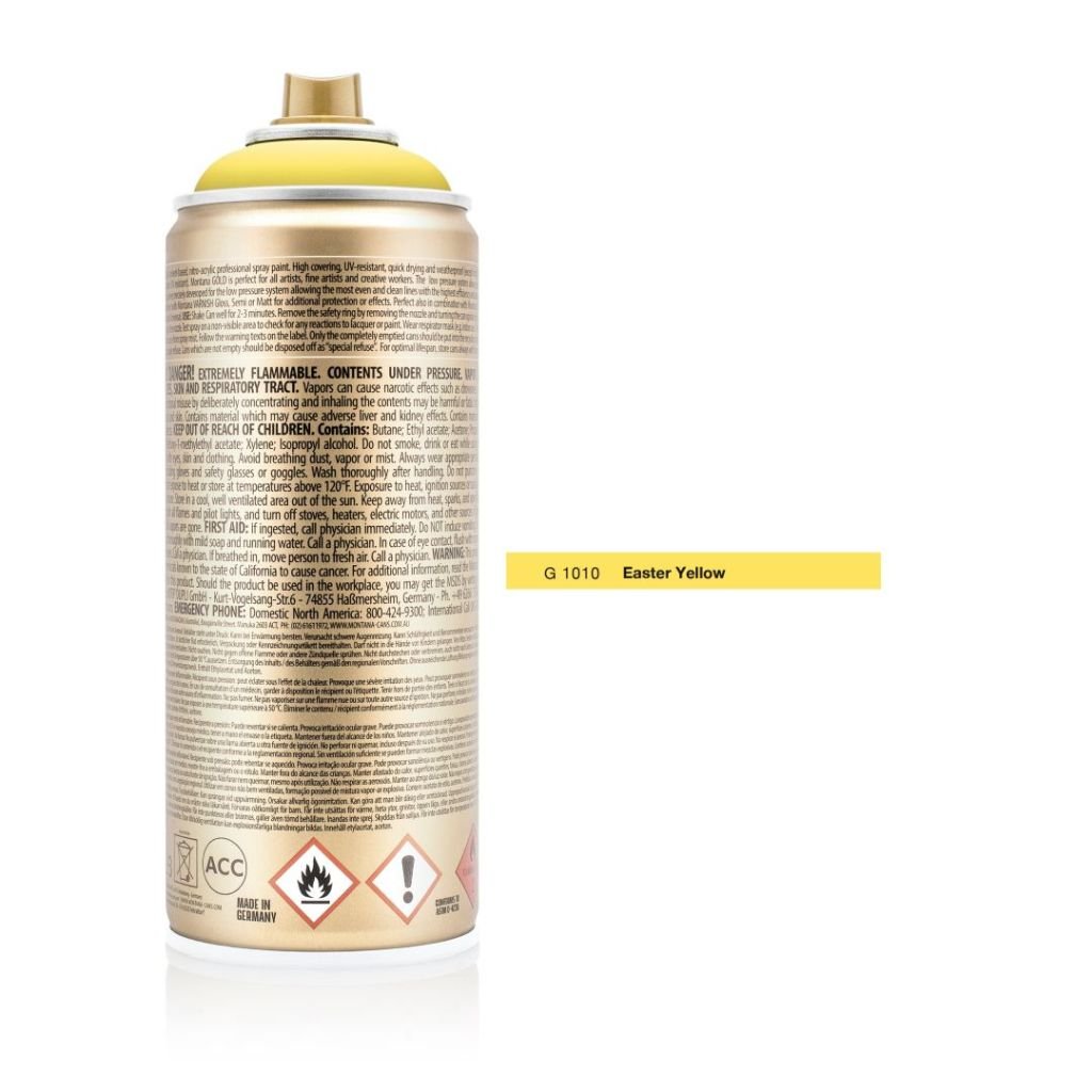 Montana Gold Acrylic Professional Spray Paint - 400 ML Can - Easter Yellow (G 1010)