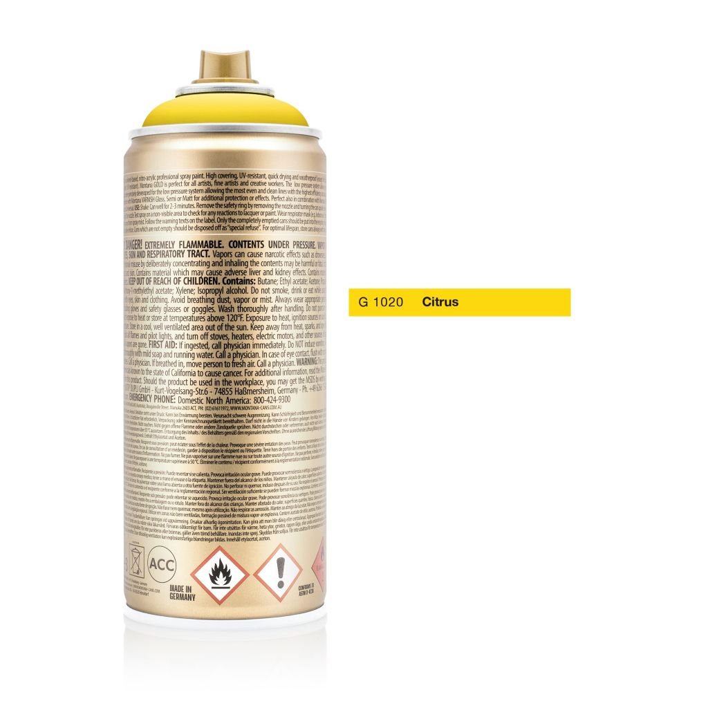 Montana Gold Acrylic Professional Spray Paint - 400 ML Can - Citrus (G 1020)