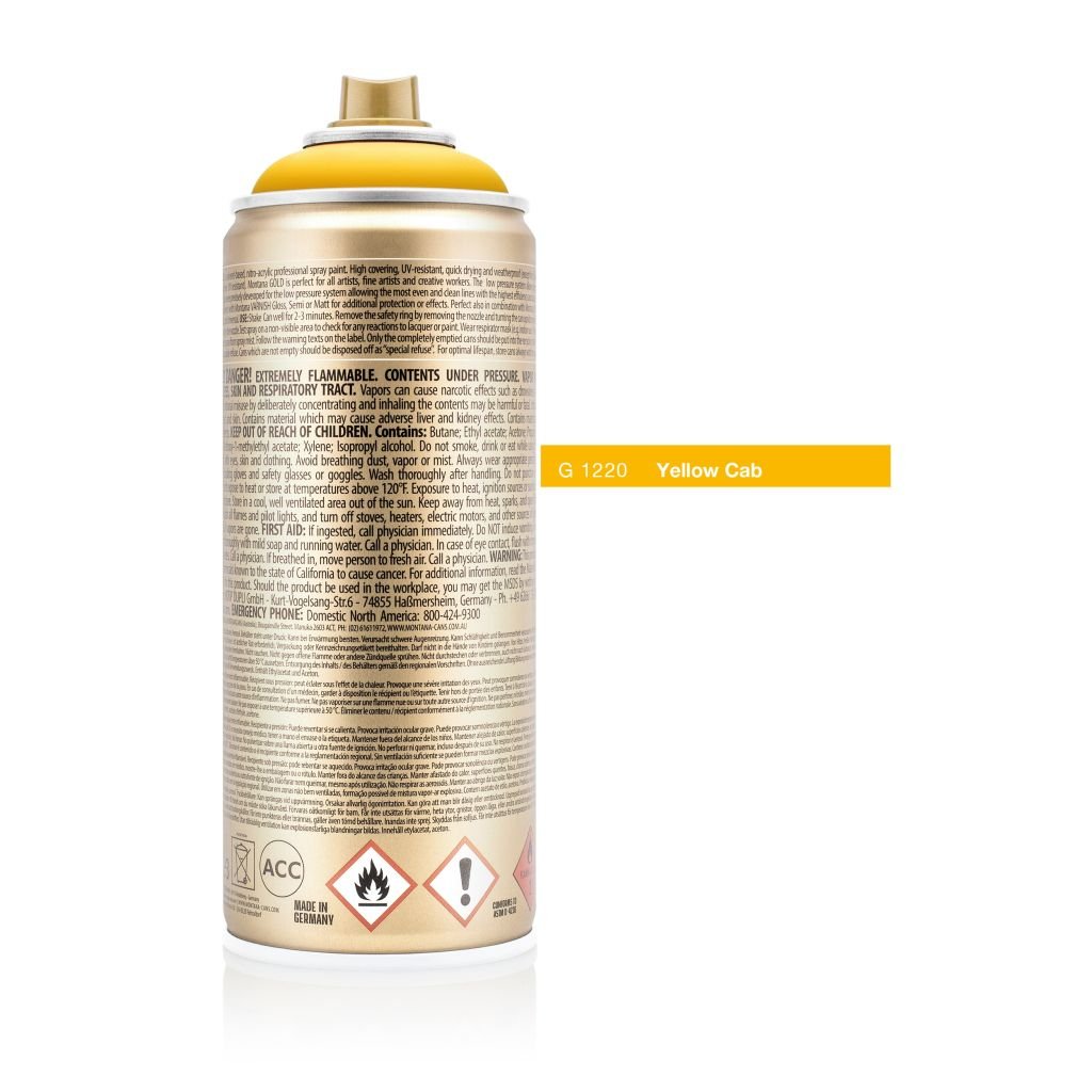 Montana Gold Acrylic Professional Spray Paint - 400 ML Can - Yellow Cab (G 1220)
