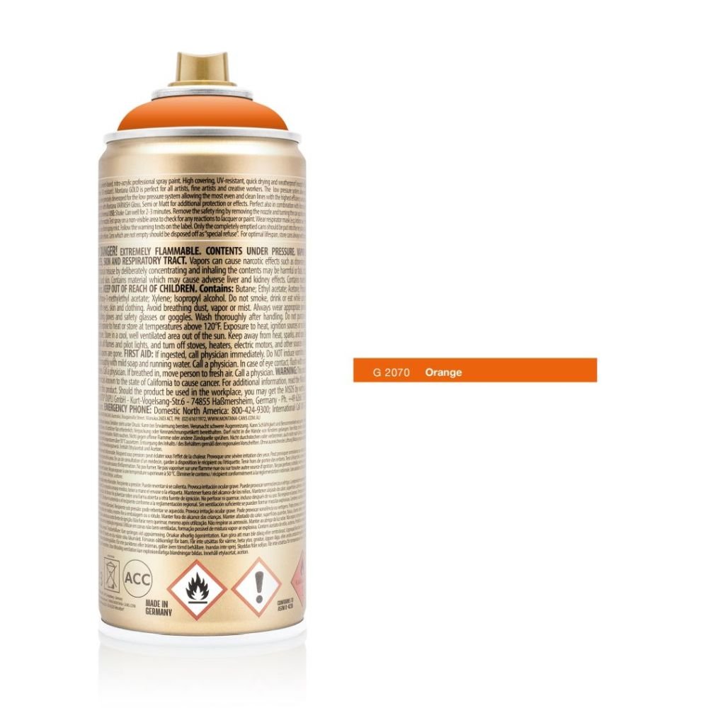 Montana Gold Acrylic Professional Spray Paint - 400 ML Can - Orange (G 2070)