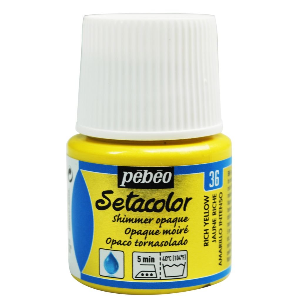 Pebeo Setacolor Opaque Shimmer Paint - 45 ml bottle - Rich Yellow (36)