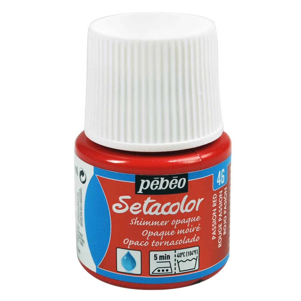 Pebeo Setacolor Opaque Shimmer Paint - 45 ml bottle - Passion Red (46)