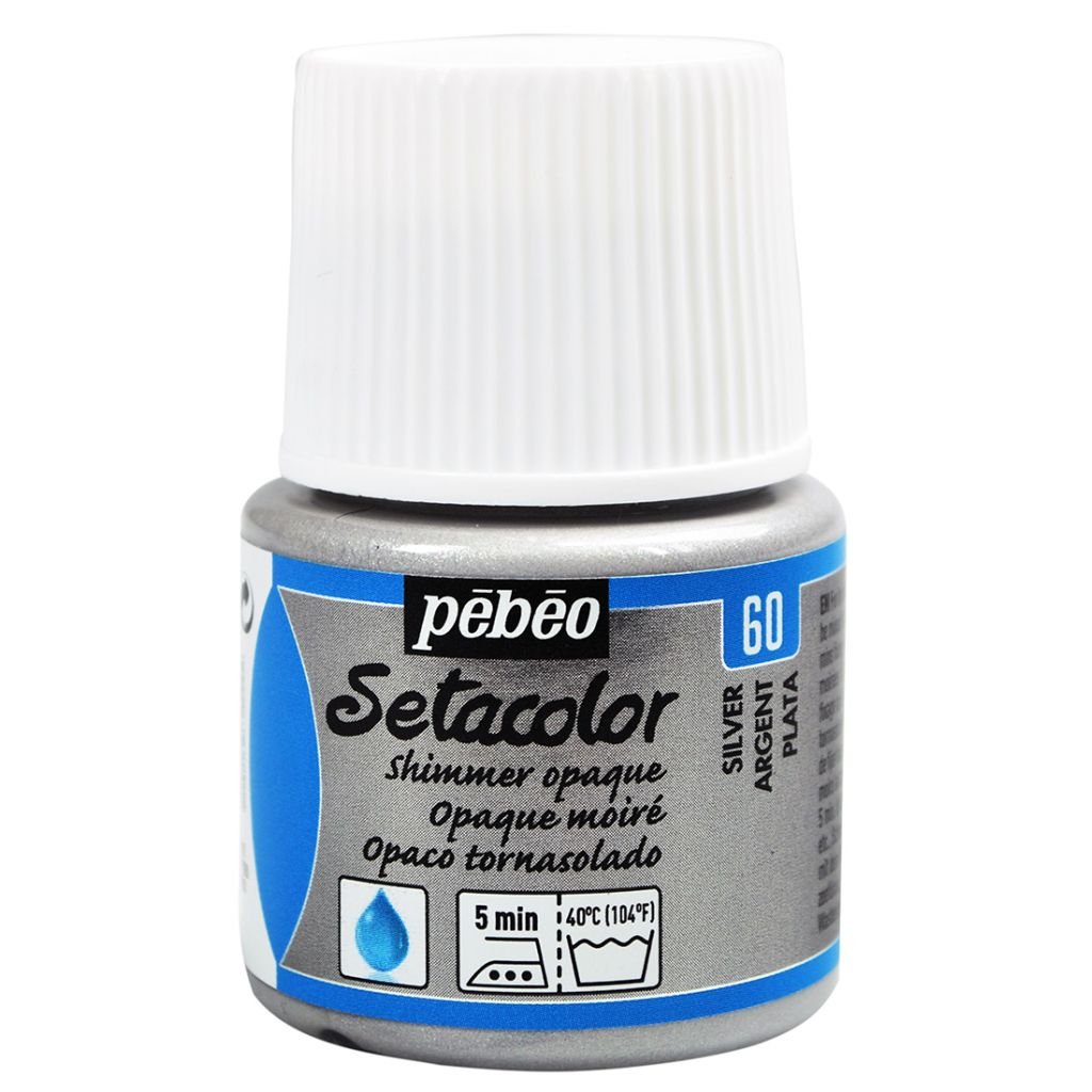 Pebeo Setacolor Opaque Shimmer Paint - 45 ml bottle - Silver (60)