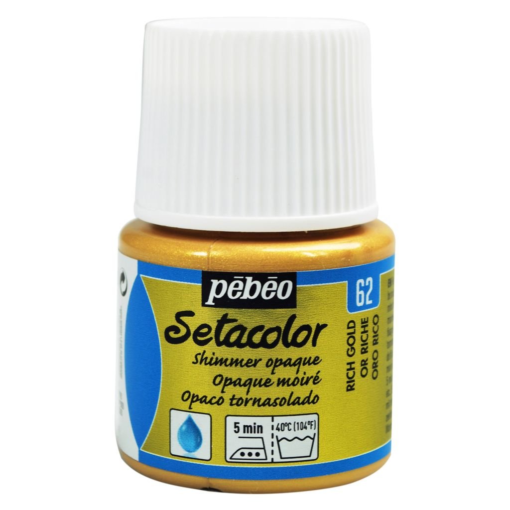 Pebeo Setacolor Opaque Shimmer Paint - 45 ml bottle - Rich Gold (62)