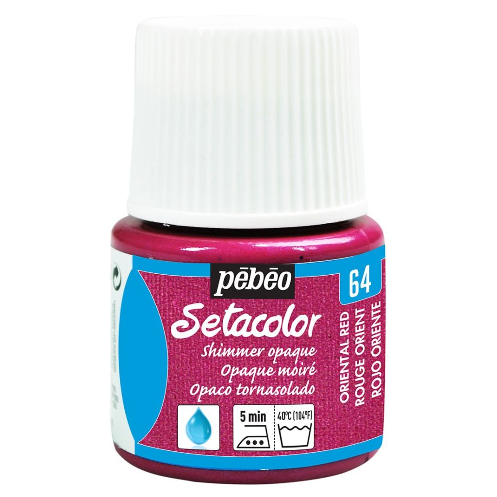 Pebeo Setacolor Opaque Shimmer Paint - 45 ml bottle - Oriental Red (64)