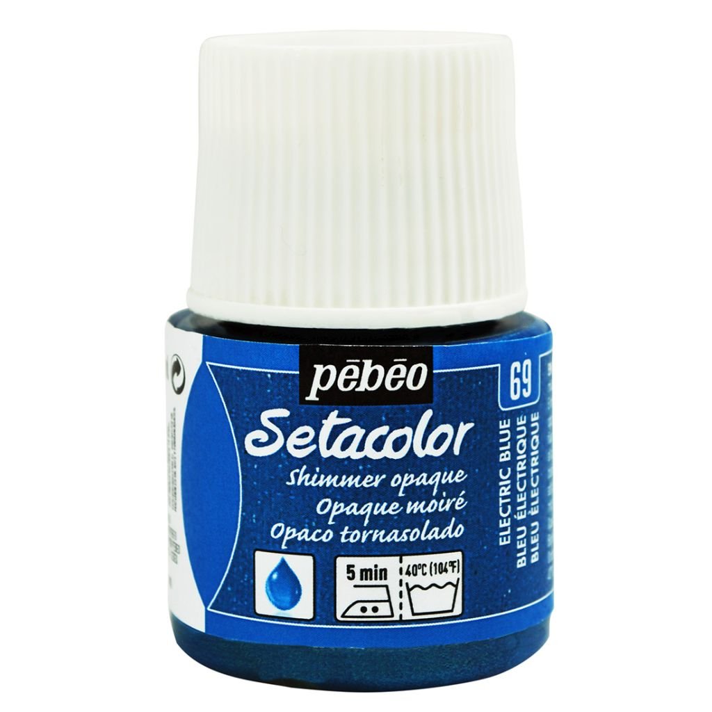 Pebeo Setacolor Opaque Shimmer Paint - 45 ml bottle - Electric Blue (69)