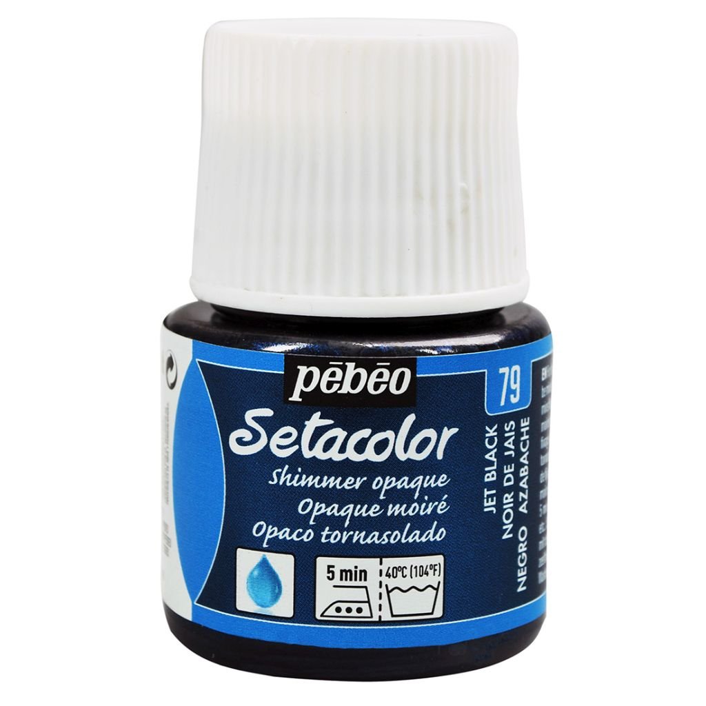 Pebeo Setacolor Opaque Shimmer Paint - 45 ml bottle - Jet Black (79)