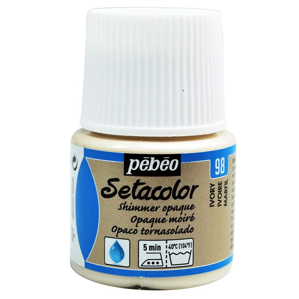 Pebeo Setacolor Opaque Shimmer Paint - 45 ml bottle - Ivory (98)