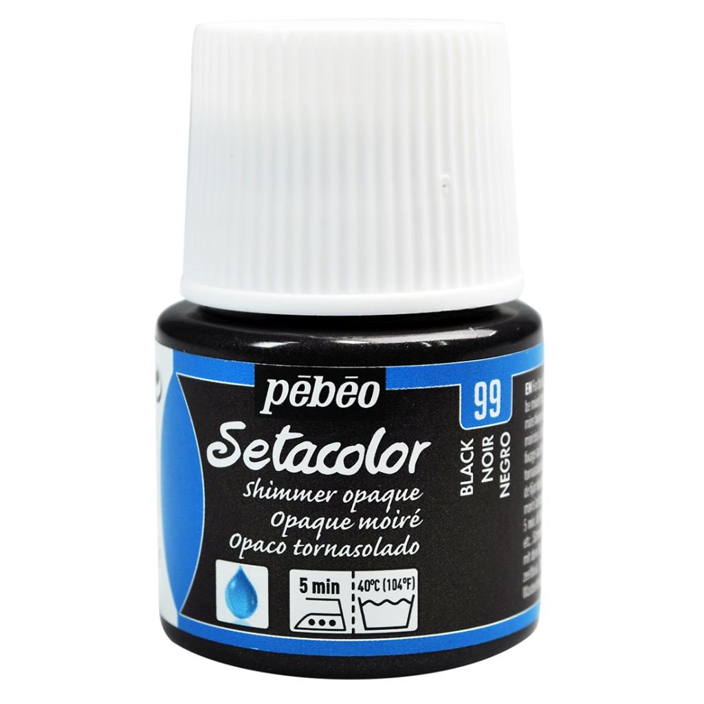 Pebeo Setacolor Opaque Shimmer Paint - 45 ml bottle - Black (99)