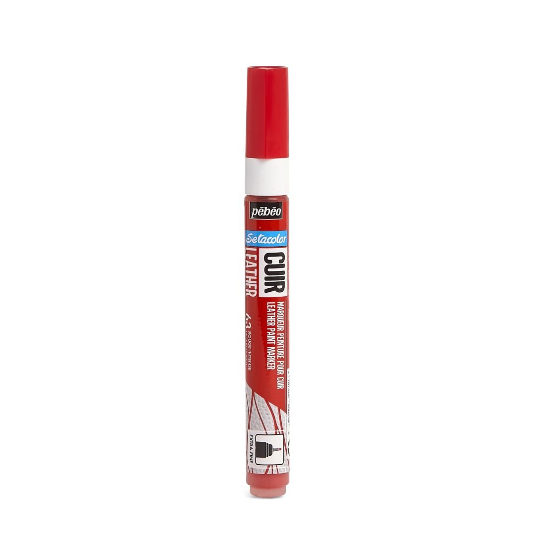 Pebeo Setacolour Leather Paint Marker - Extra-Fine Round Tip - 0.7 MM - Intense Red (63)