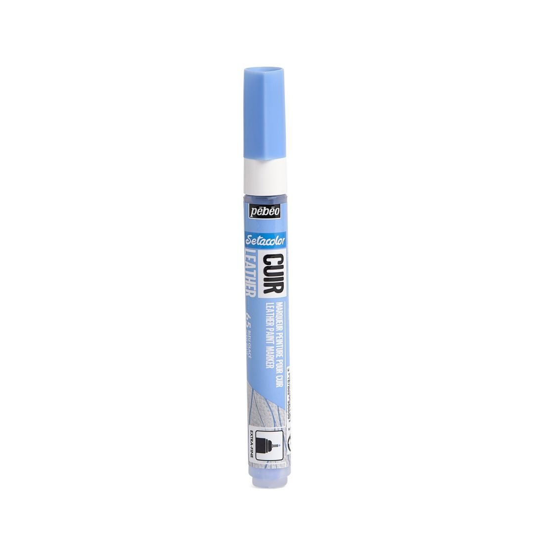 Pebeo Setacolour Leather Paint Marker - Extra-Fine Round Tip - 0.7 MM - Iced Blue (65)