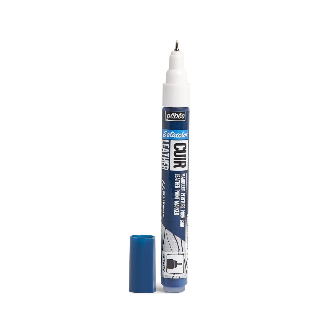 Pebeo Setacolour Leather Paint Marker - Extra-Fine Round Tip - 0.7 MM - Ultramarine Blue (66)