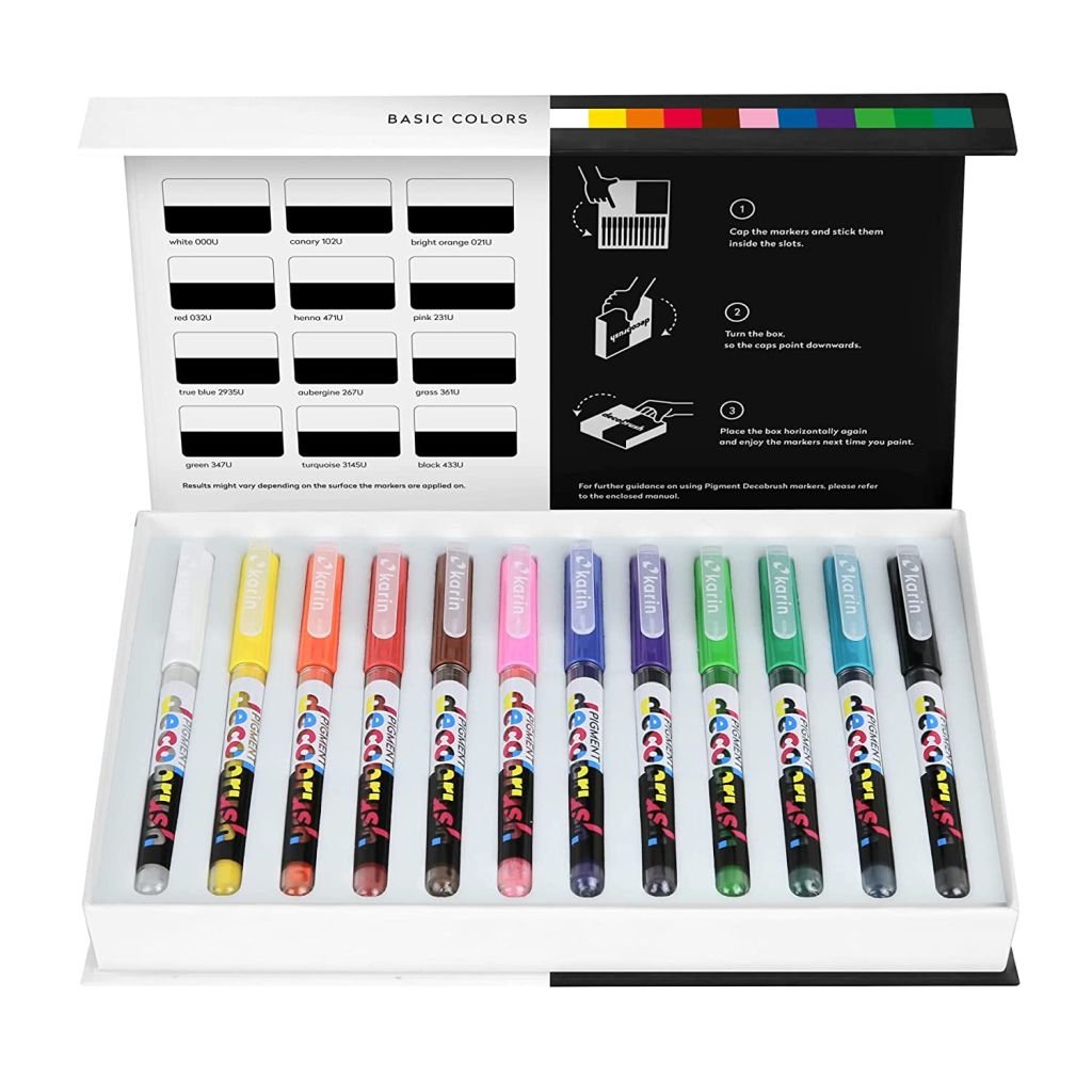 Karin Pigment DecoBrush Acrylic Marker - Designer Set - 36 Colours
