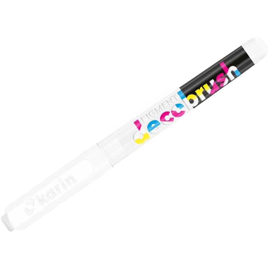 Karin Pigment DecoBrush Acrylic Marker - Brush Tip - White (000U)