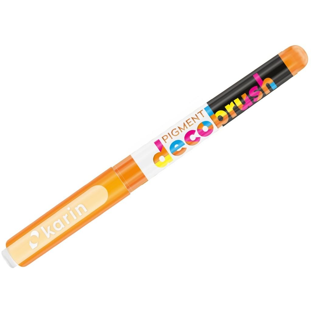 Karin Pigment DecoBrush Acrylic Marker - Brush Tip - Bright Orange (021U)