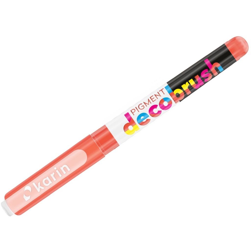 Karin Pigment DecoBrush Acrylic Marker - Brush Tip - Orange Red (172U)