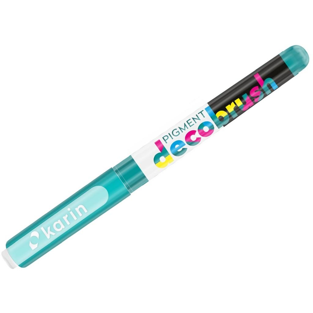 Karin Pigment DecoBrush Acrylic Marker - Brush Tip - Turquoise (3145U)
