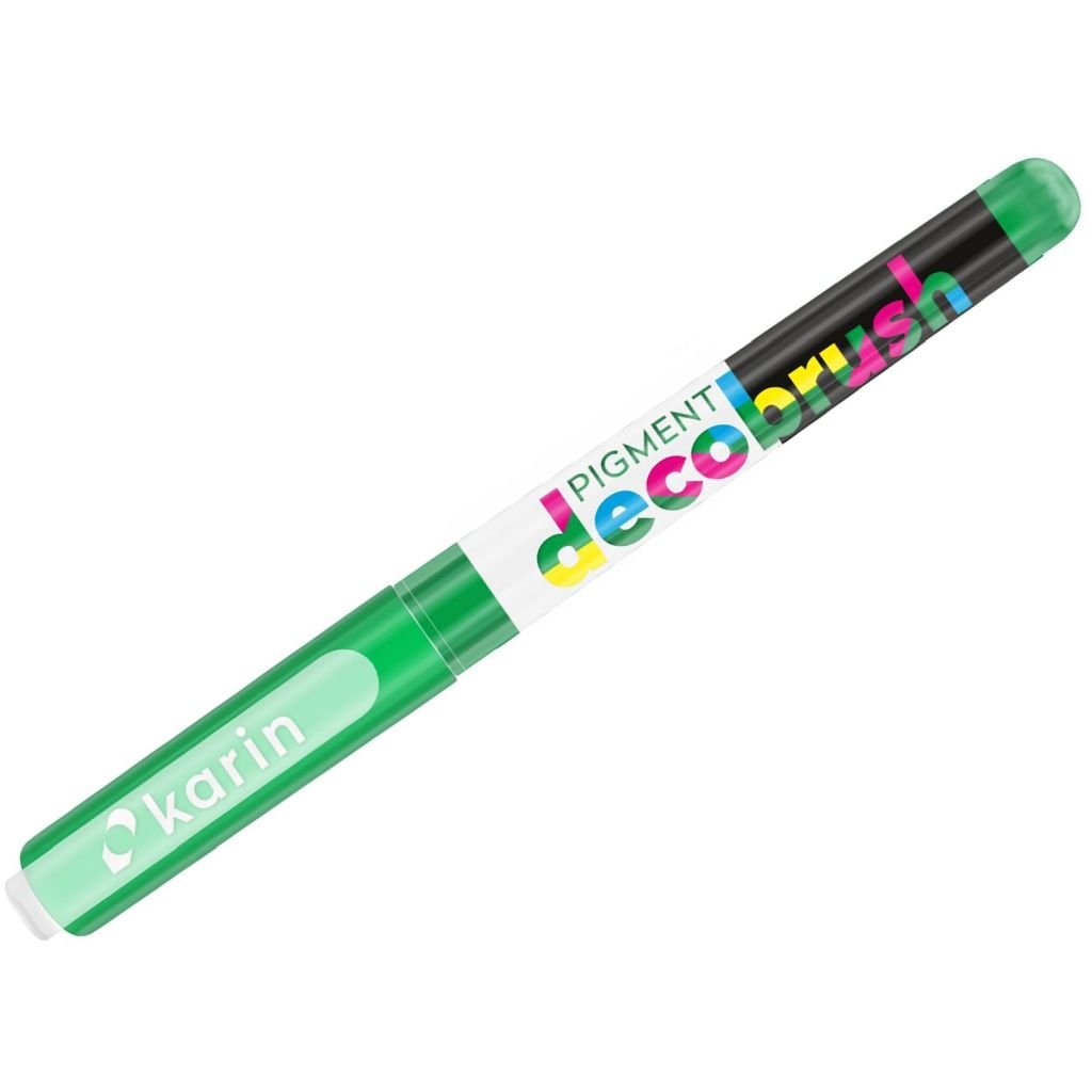 Karin Pigment DecoBrush Acrylic Marker - Brush Tip - Green (347U)