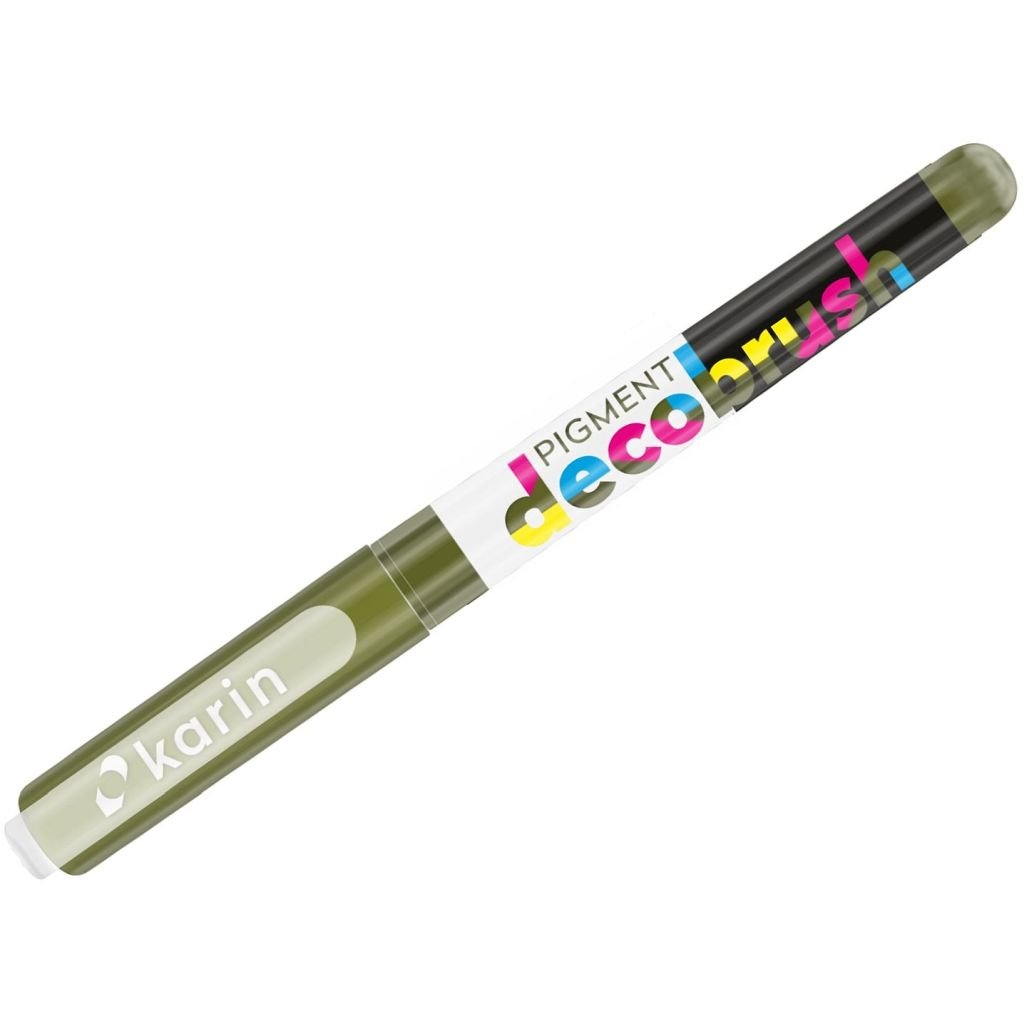 Karin Pigment DecoBrush Acrylic Marker - Brush Tip - Olive Green (371U)