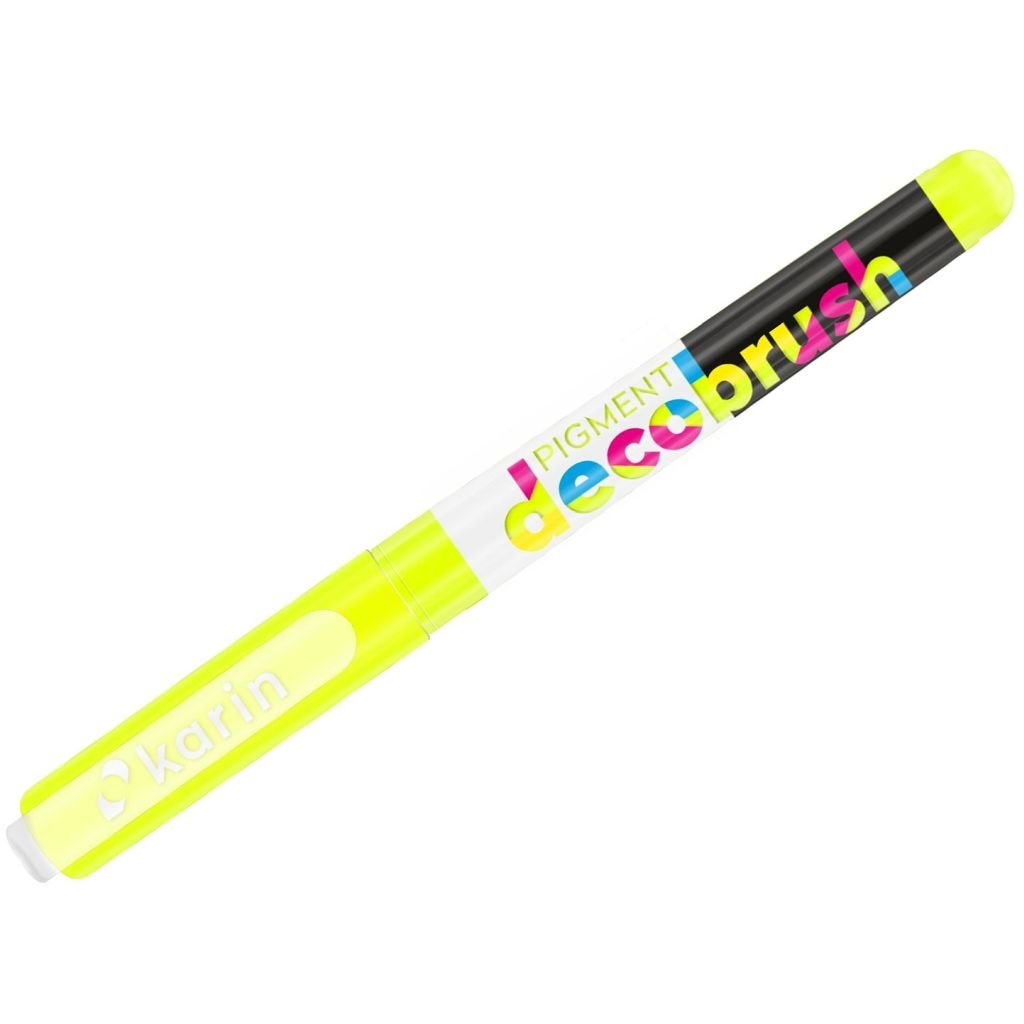 Karin Pigment DecoBrush Acrylic Marker - Brush Tip - Sulphur Yellow (3965U)
