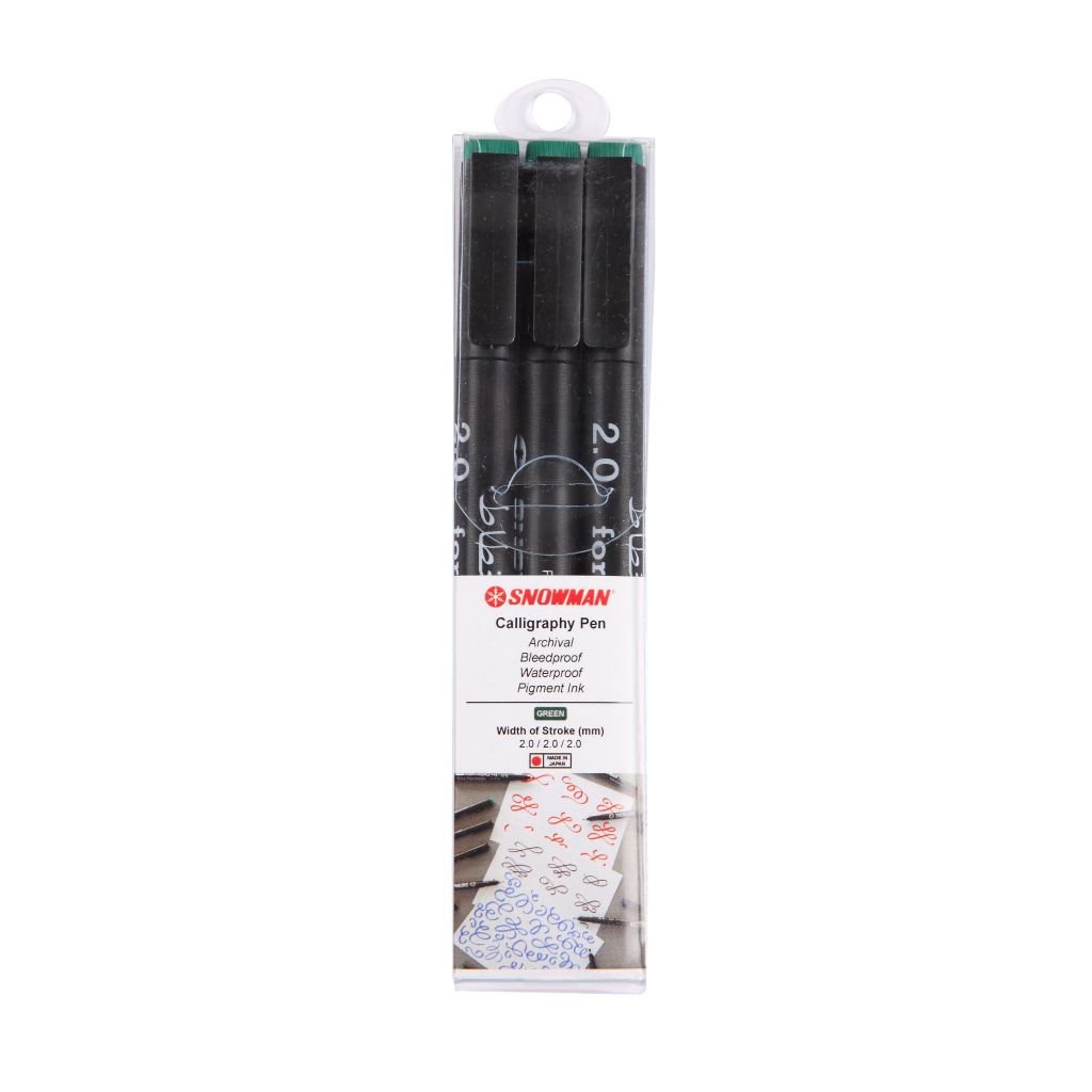 Snowman Calligraphy Pens - Green - 2.0 - Pack of 3