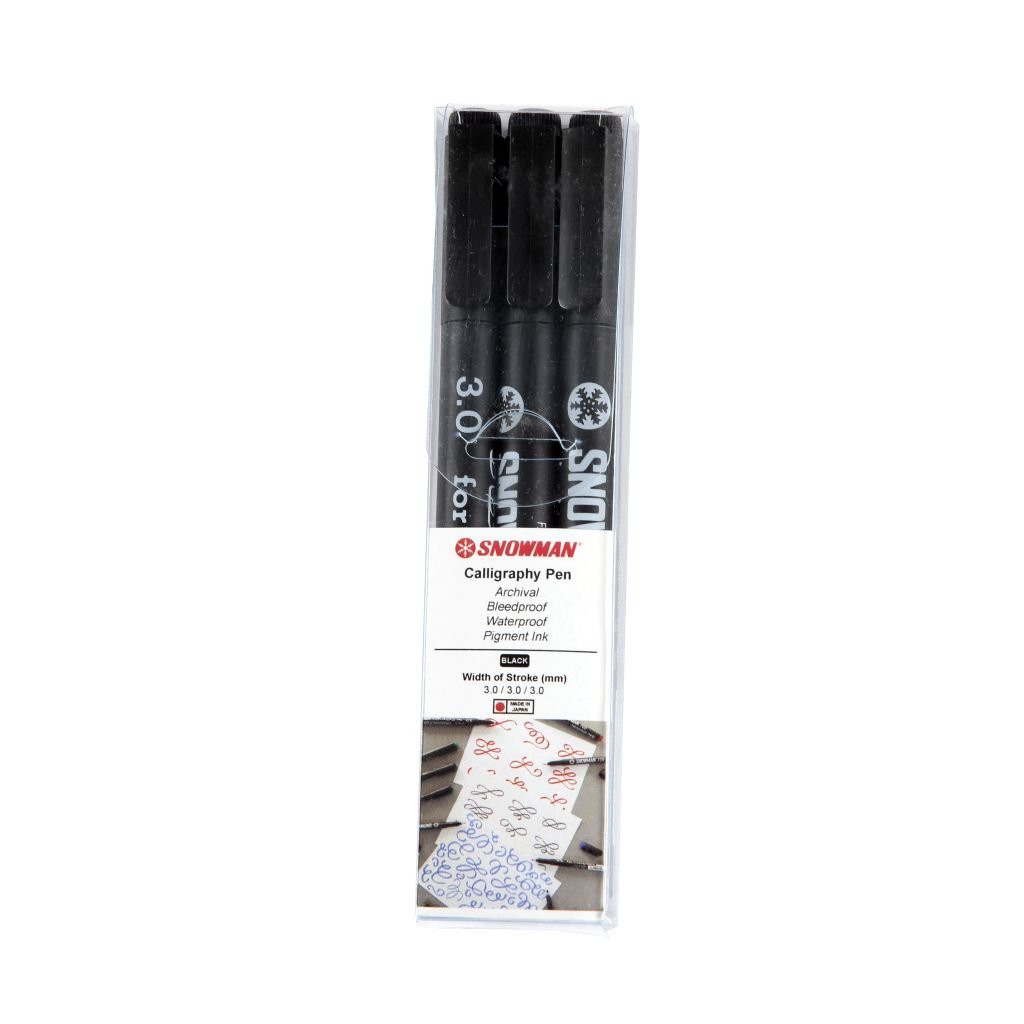 Snowman Calligraphy Pens - Black - 3.0 - Pack of 3