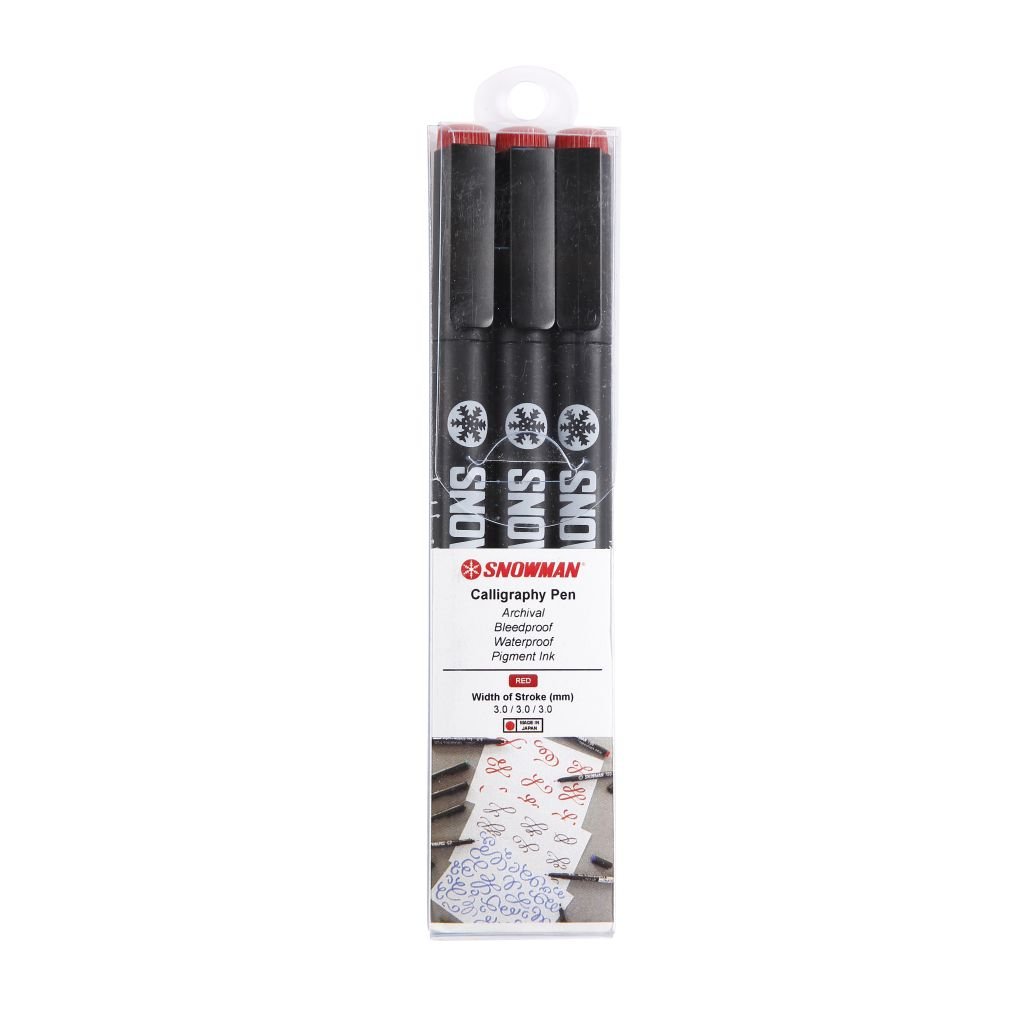 Snowman Calligraphy Pens - Red - 3.0 - Pack of 3