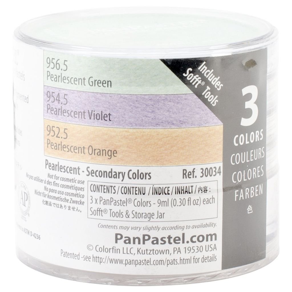 PanPastel Colors Ultra Soft Artist's Painting Pastels, Pearlescent - 3 Assorted Pearlescent Secondary Colours
