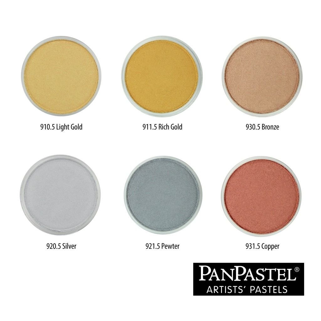 PanPastel Colors Ultra Soft Artist's Painting Pastels, Metallics - 6 Assorted Metallic Colours