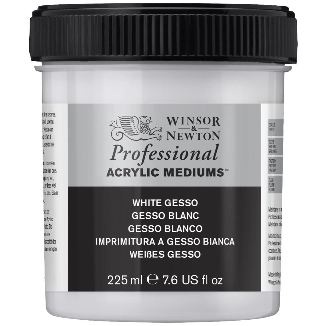 Winsor & Newton Professional Acrylic Primer - White Gesso - Jar of 225 ML