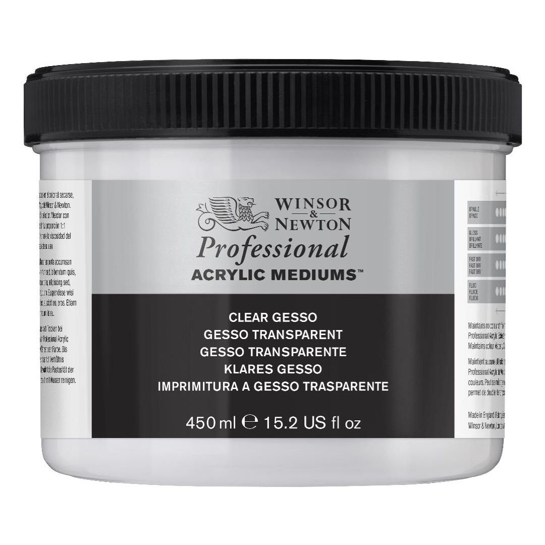 Winsor & Newton Professional Acrylic Primer - Clear Gesso - Jar of 450 ML