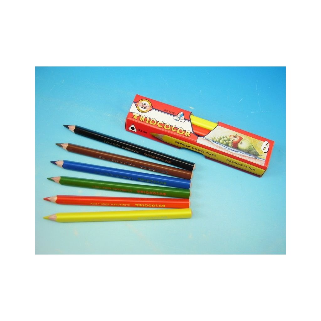 Koh-I-Noor Triocolor Artist's Quality Coloured Pencils - Set of 6 Assorted Colours