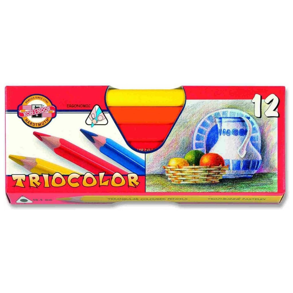 Koh-I-Noor Triocolor Artist's Quality Coloured Pencils - Set of 12 Card Box