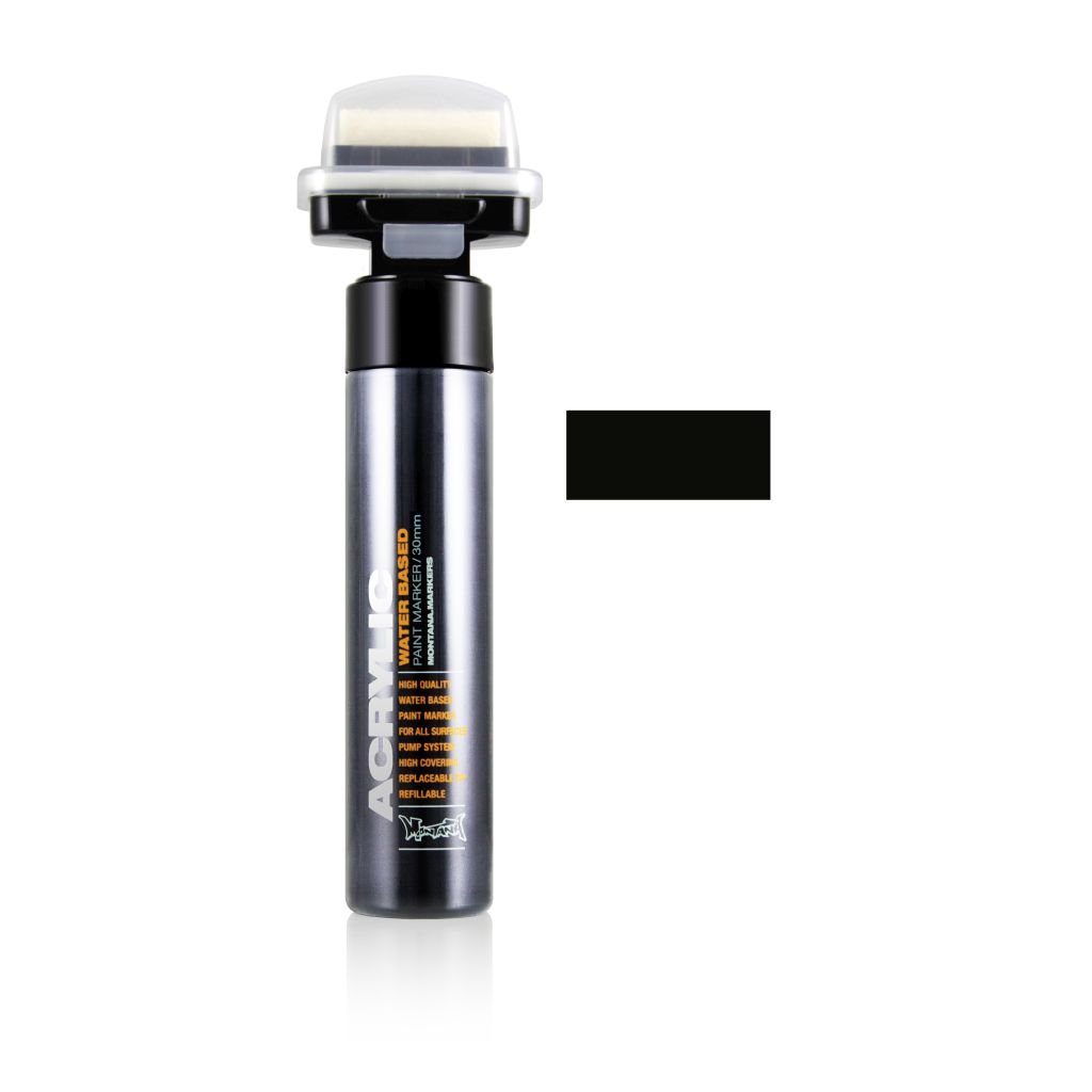 Montana Acrylic Water-Based Marker - 30 MM Broad Tip - Shock Black (SH 9000)