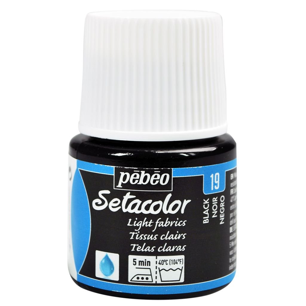 Pebeo Setacolor Light Fabrics Paint - 45 ml bottle - Black (19)
