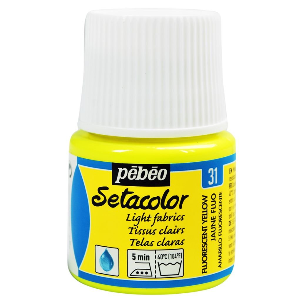 Pebeo Setacolor Light Fabrics Paint - 45 ml bottle - Fluorescent Yellow (31)