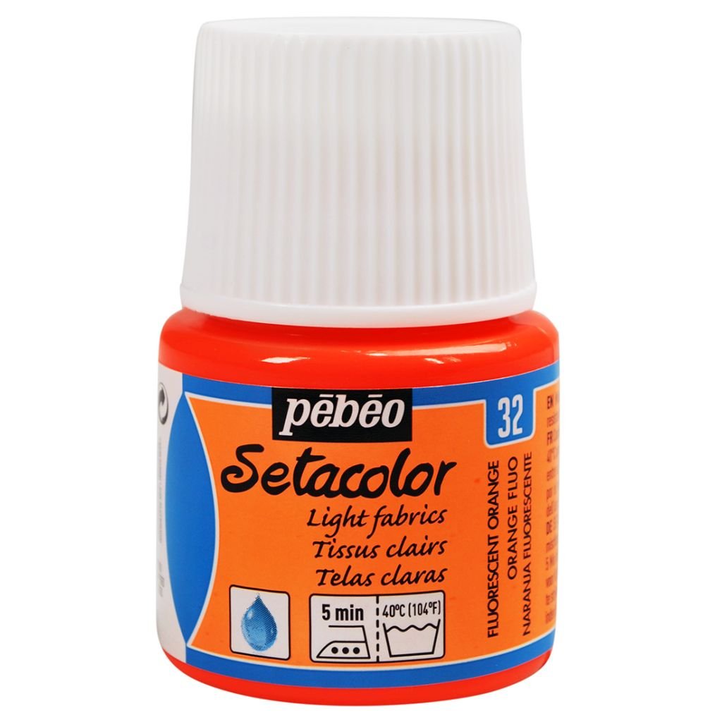 Pebeo Setacolor Light Fabrics Paint - 45 ml bottle - Fluorescent Orange (32)