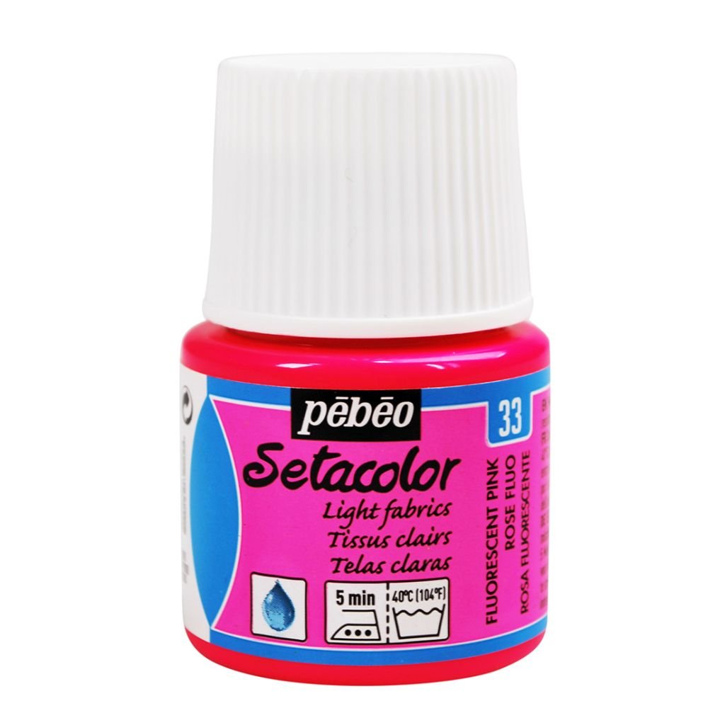 Pebeo Setacolor Light Fabrics Paint - 45 ml bottle - Fluorescent Pink (33)
