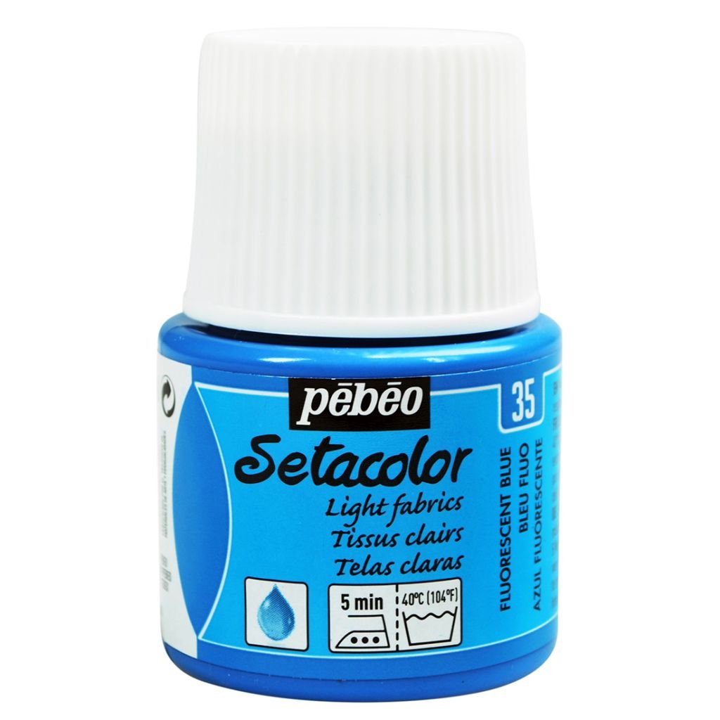 Pebeo Setacolor Light Fabrics Paint - 45 ml bottle - Fluorescent Blue (24)