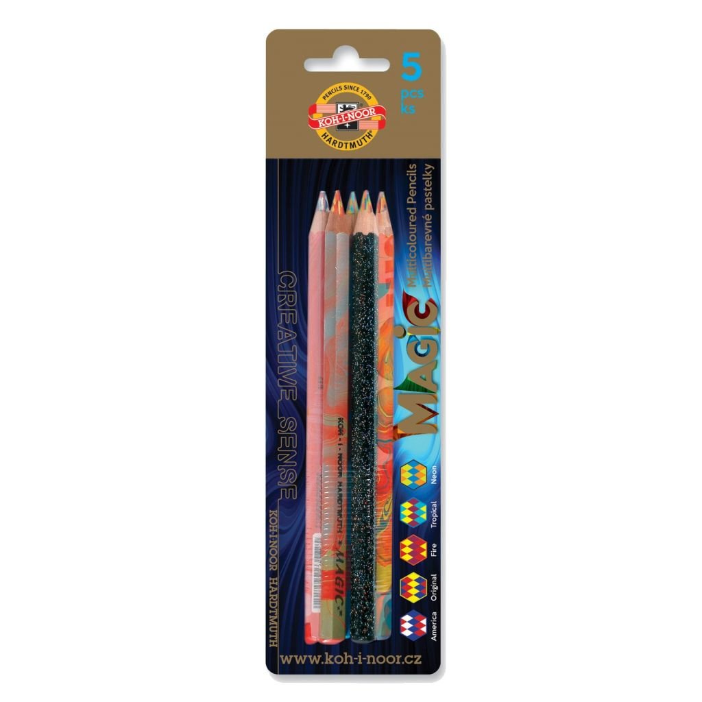 Koh-I-Noor Magic Artist's Multicoloured Pencils - Set of 5 Assorted Colours