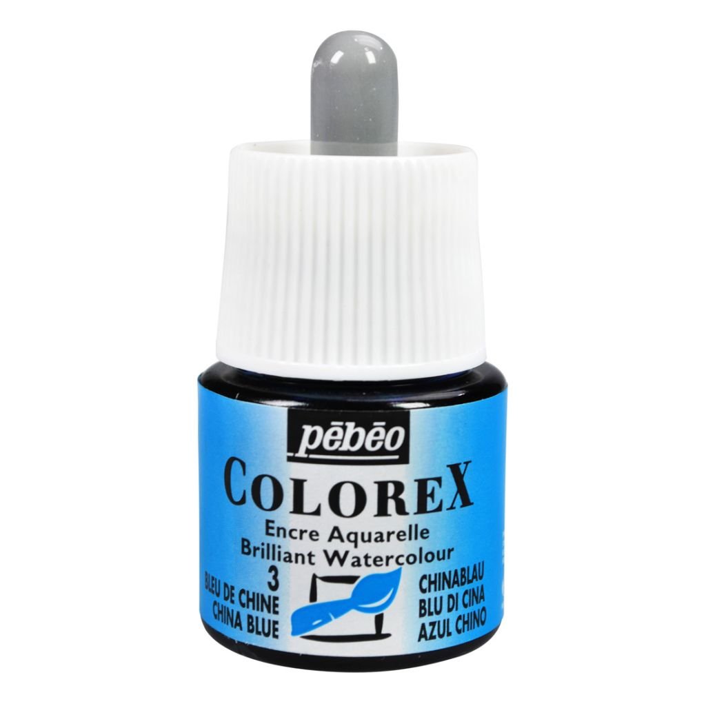 Pebeo Colorex Watercolour Inks - Bottle of 45 ML - China Blue (003)